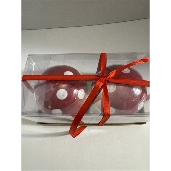 Mushroom Salt & Pepper Shakers Red White Polka Dot NEW Hand Painted by Lang - Picture 7 of 9